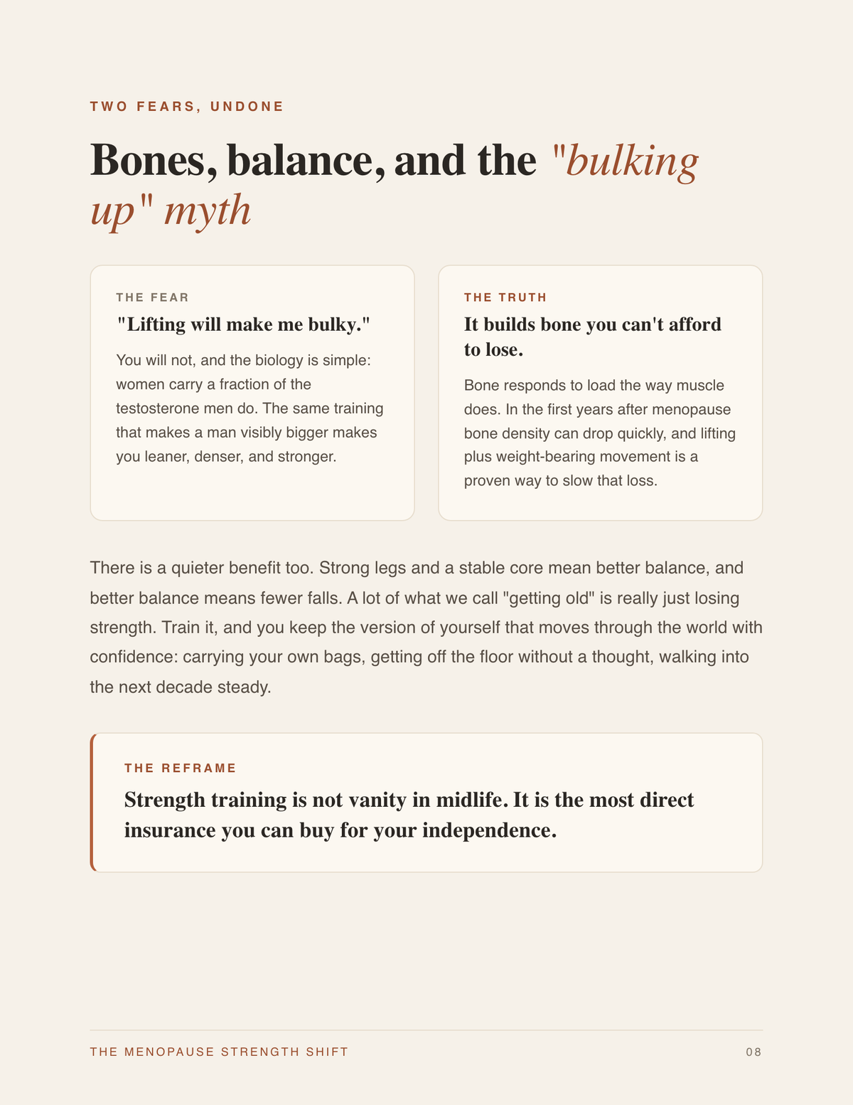 Inside page: bones, balance, and the bulking up myth